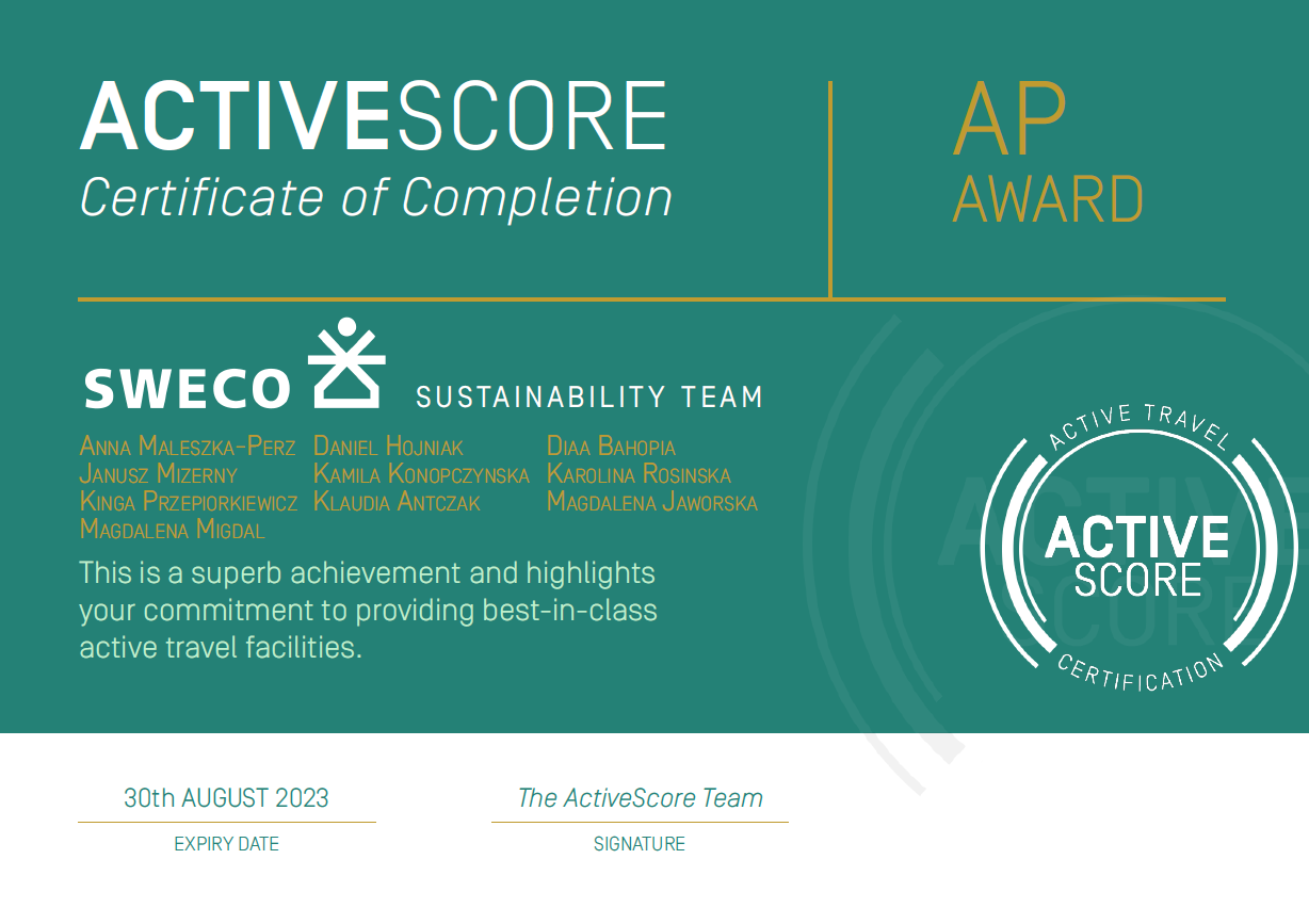 ActiveScore - certyfikat Sweco
