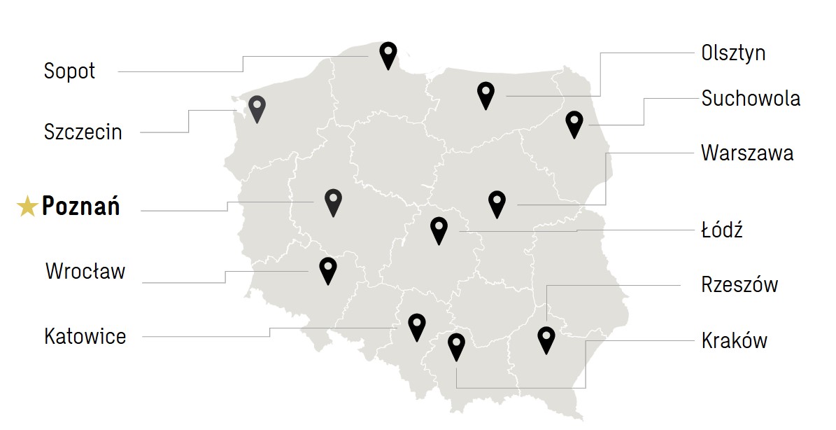Mapa biur Sweco Polska